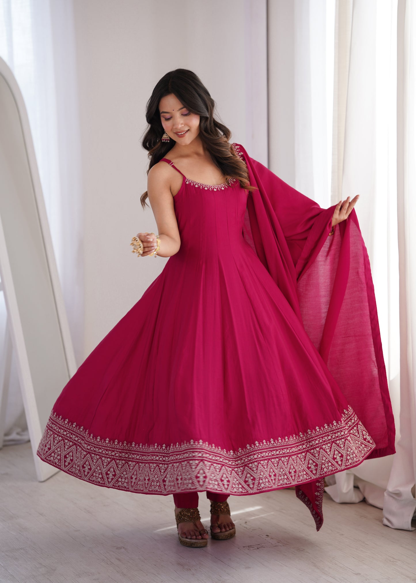Meher Gulabi Anarkali Dupatta Set