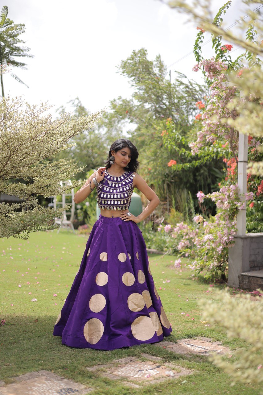 Dandiya Dots Mirror Work Lehenga