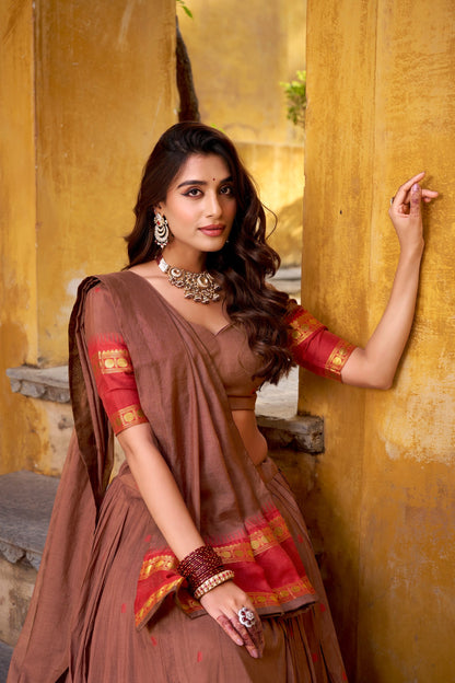 Pure Chanderi Half Saree Set