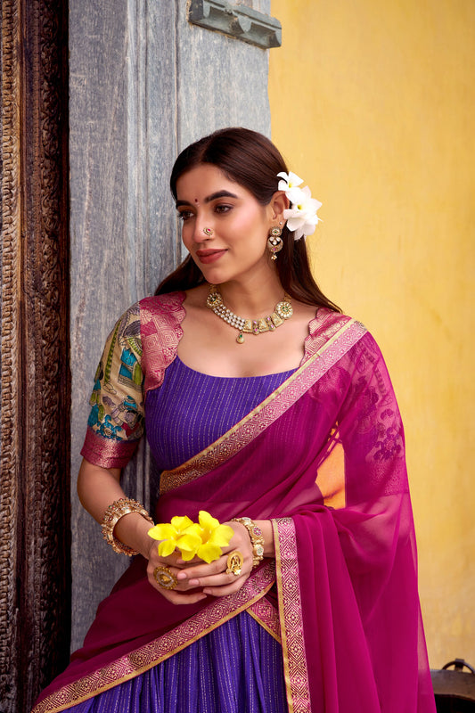 Kalamkari Zari Weaving Lehenga