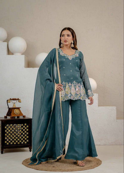Dazzle Sequins Embroidered Palazzo Set