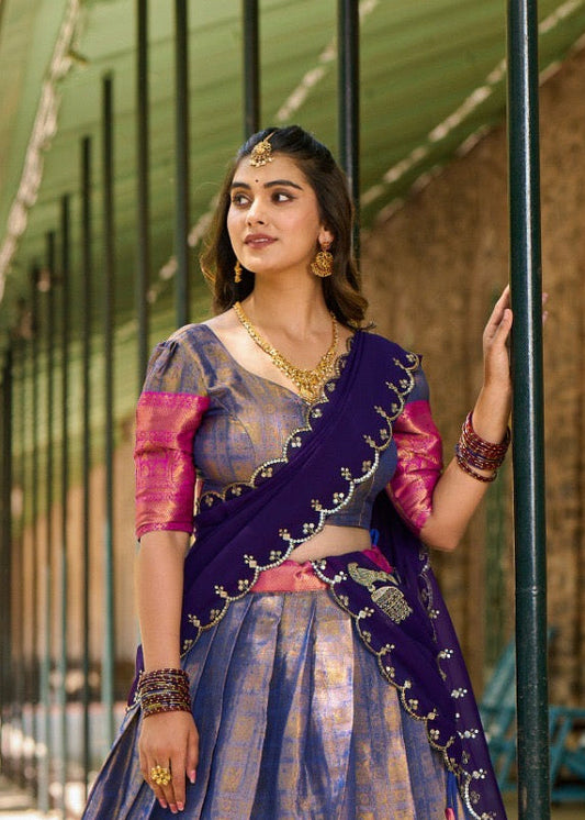 Kanjivaram Silk Elegant Festive Lehenga