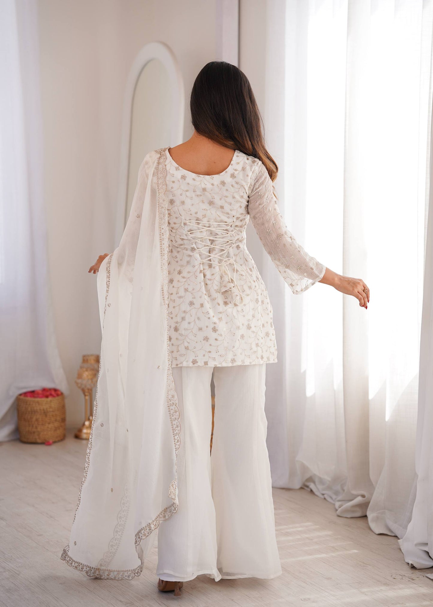 Retro Classic Corset Back Kurti Set