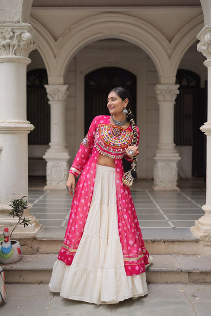 Festive Kutchi Work Bandhani Lehenga Kurti