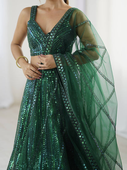 Emerald Sparkle Work Lehenga