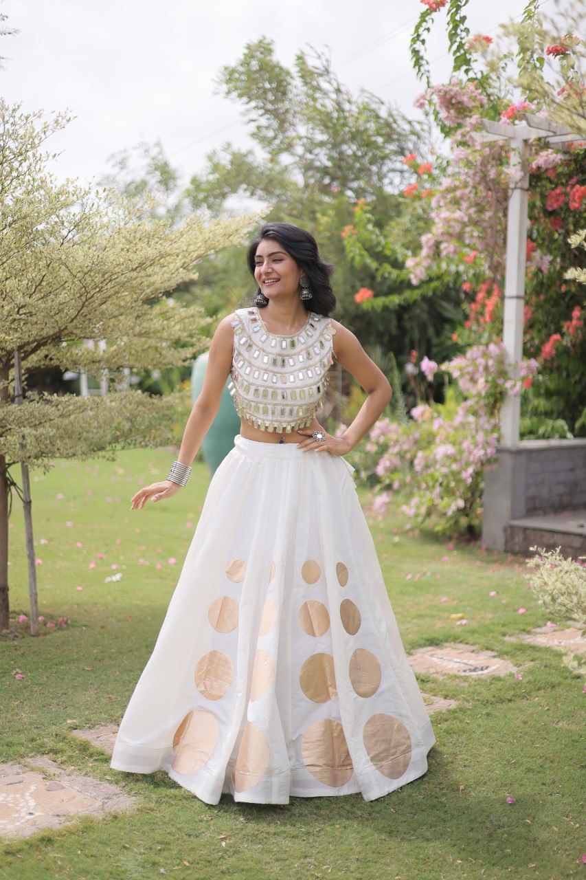 Dandiya Dots Mirror Work Lehenga