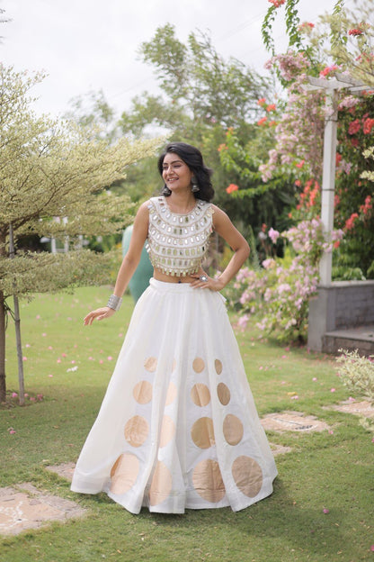 Dandiya Dots Mirror Work Lehenga