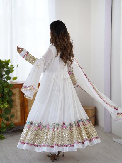 Multi-Thread Embroidered Georgette Gown Set
