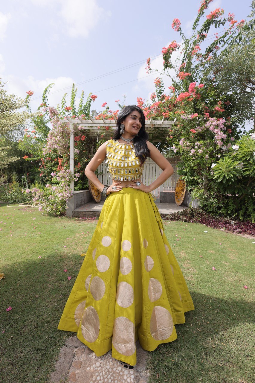 Dandiya Dots Mirror Work Lehenga