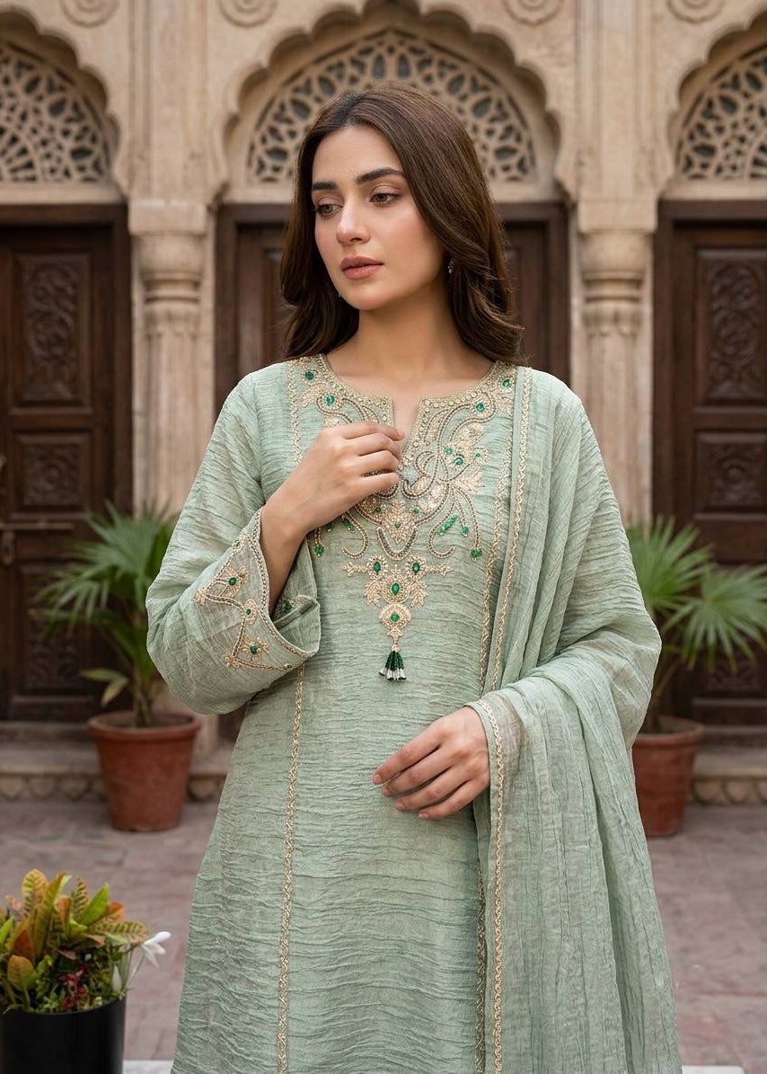 Rajkumari Stonework Salsa Silk Sharara Set