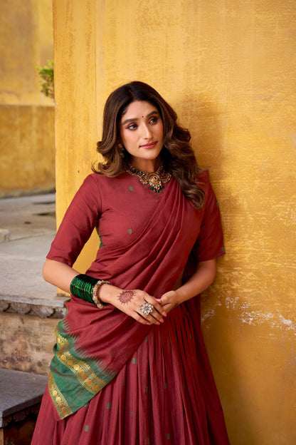 Pure Chanderi Half Saree Set