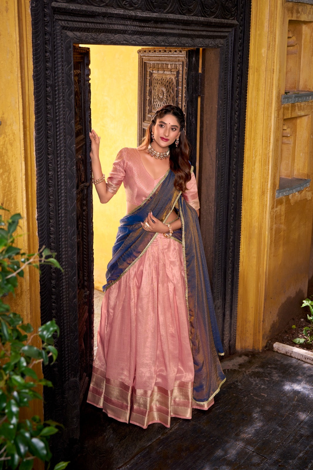 Elegant Zari Weaving Silk Half Saree