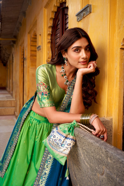 Intricate Zari Weaving Paithani Lehenga Set