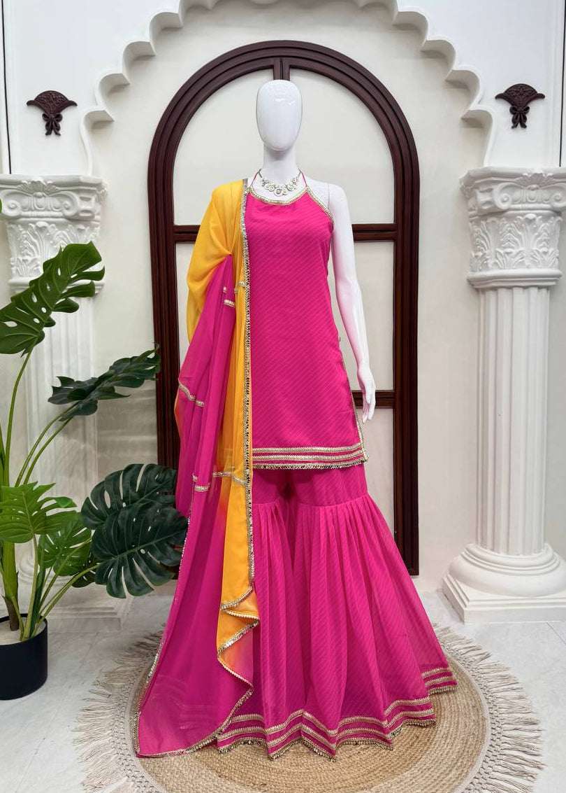 Pink Sunshine Festive Sharara Ensemble