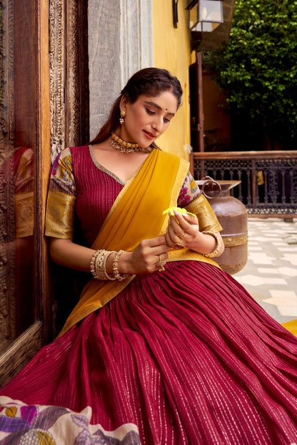 Kalamkari Zari Weaving Lehenga