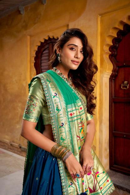 Intricate Zari Weaving Paithani Lehenga Set
