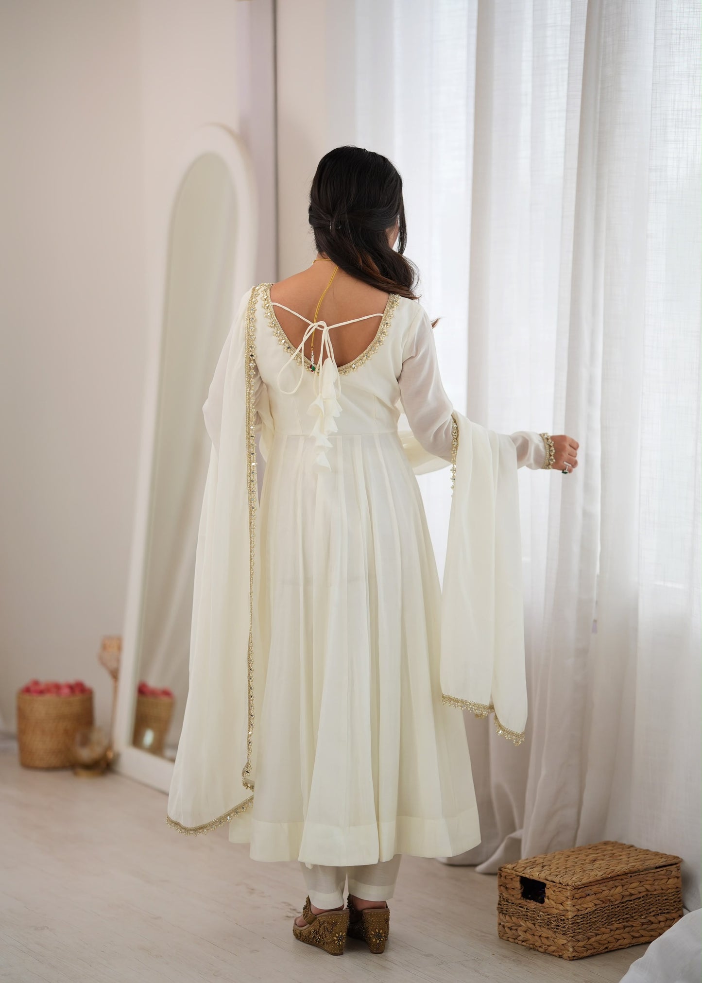 Sitara Mirror Lace Chanderi Anarkali Set