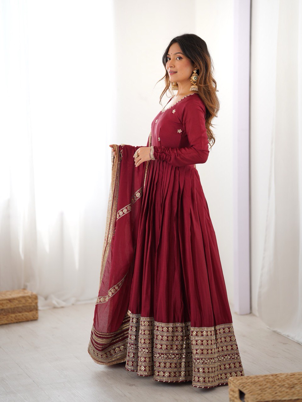 Berry Glam Festive Ethnic Gown