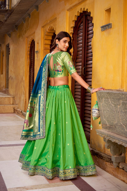 Intricate Zari Weaving Paithani Lehenga Set