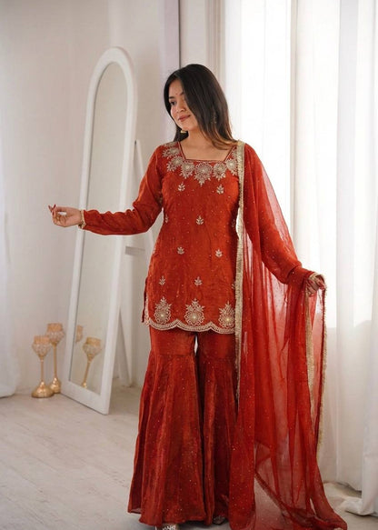 Crimson Noor Festive Sharara Set