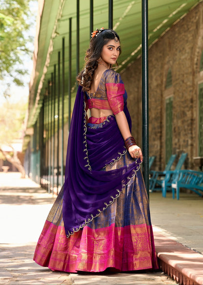 Kanjivaram Silk Elegant Festive Lehenga