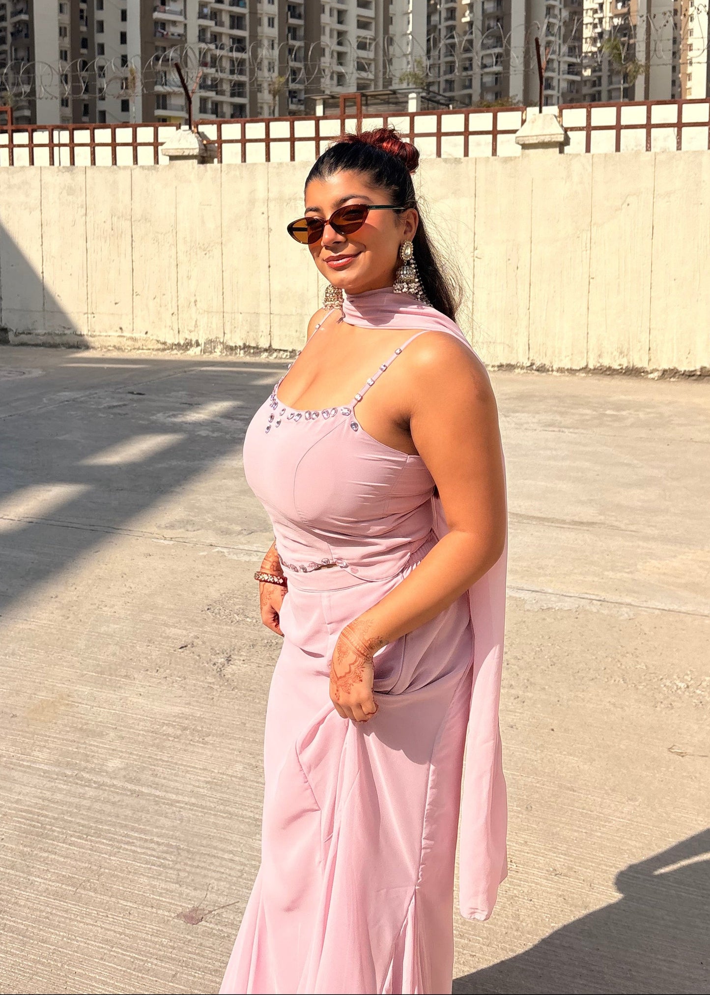 Barbie-core Diamond Georgette Fishcut Set