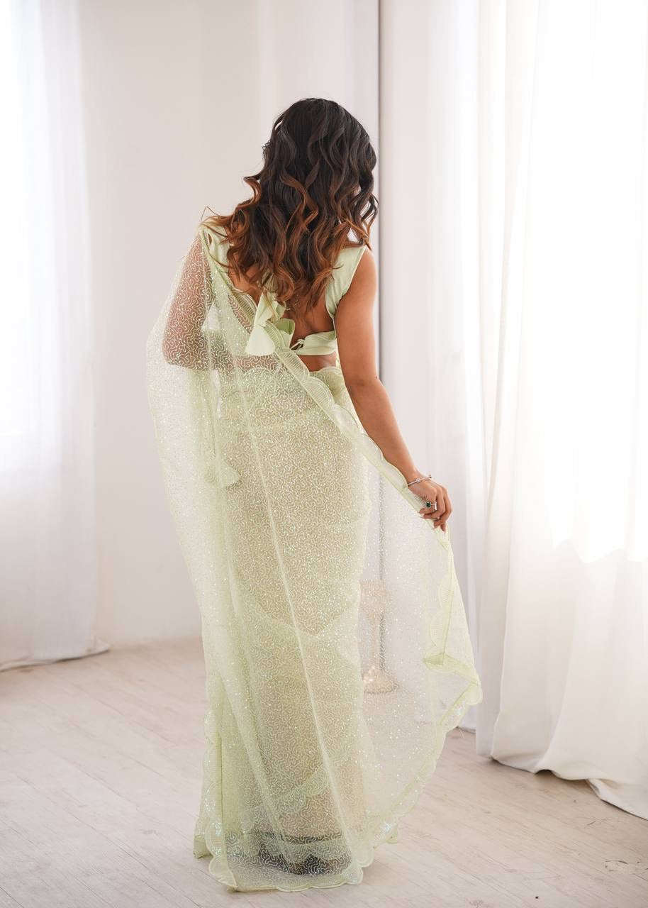 Starlight Soft Net Saree with Sequin Embroidery