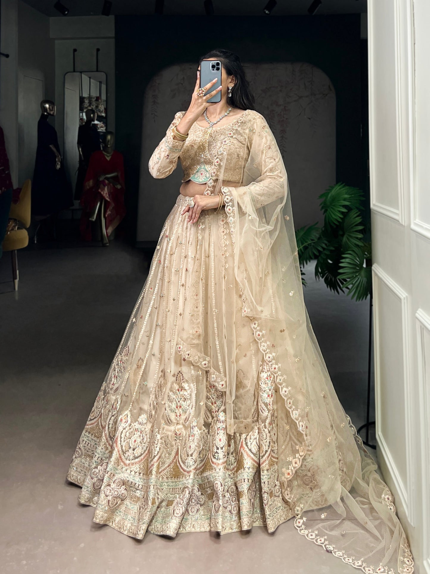 Luminous Intricate Embroidered Lehenga Look