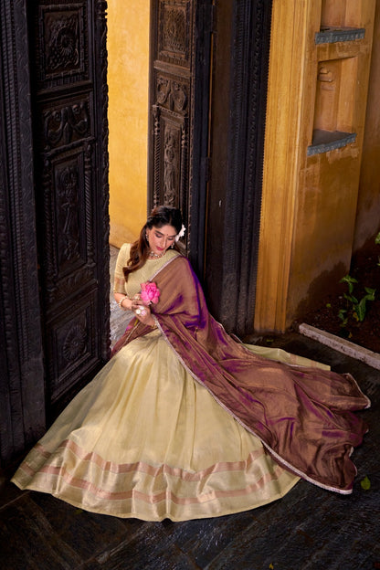 Elegant Zari Weaving Silk Half Saree