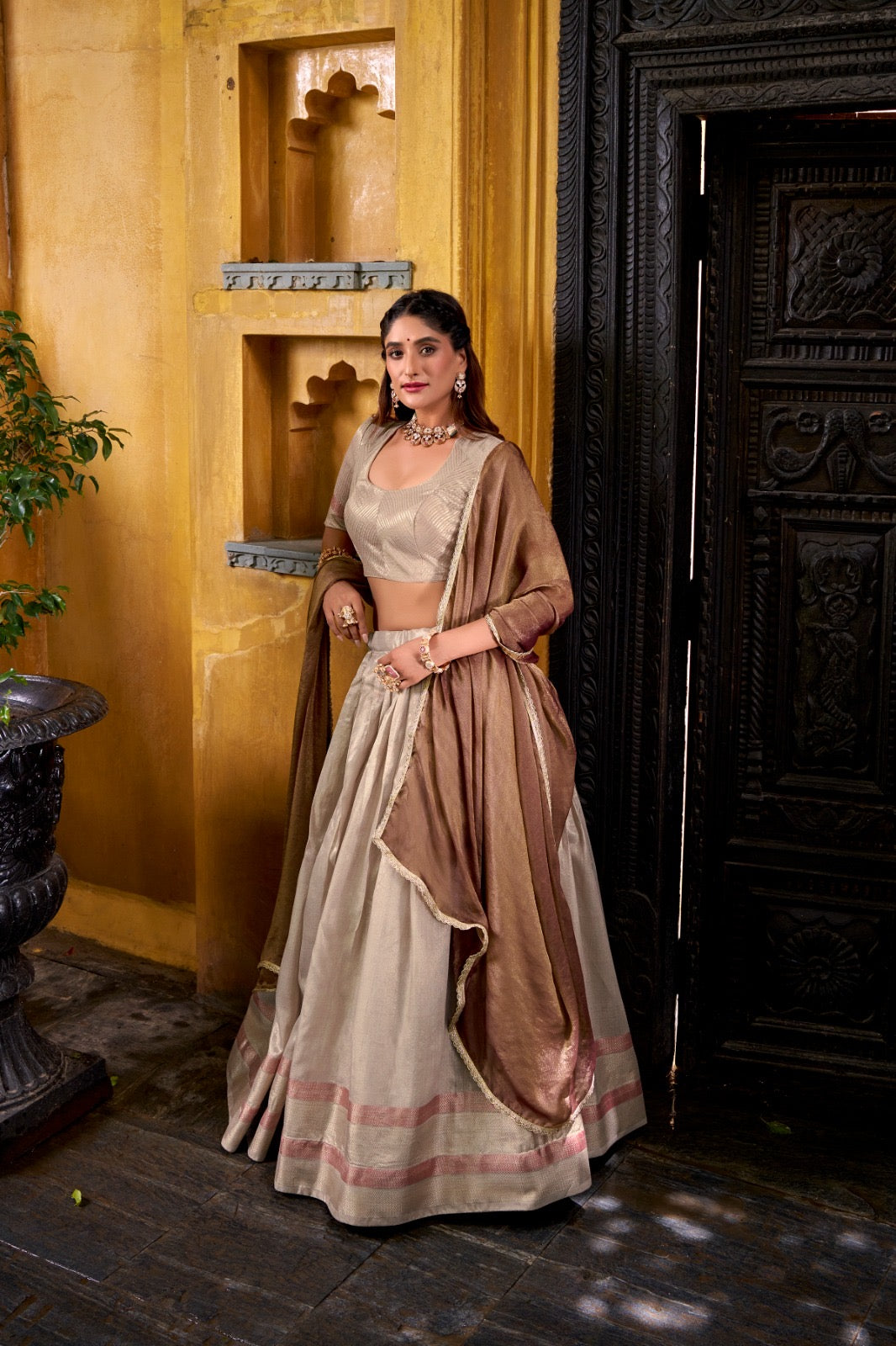 Elegant Zari Weaving Silk Half Saree
