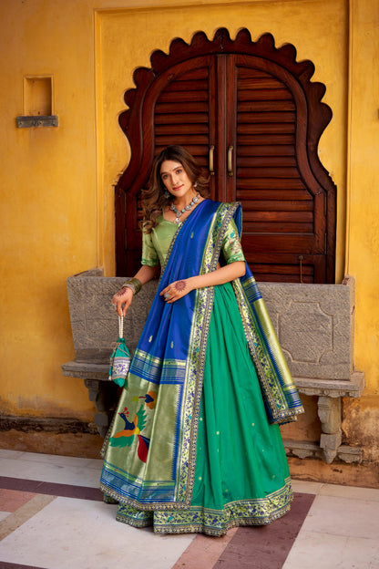 Intricate Zari Weaving Paithani Lehenga Set