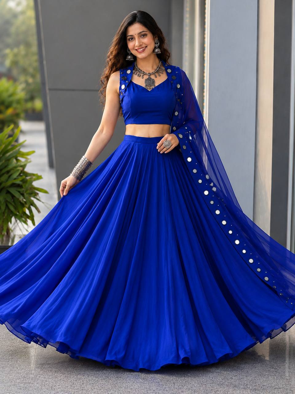 Raas Classic Royal Blue Lehenga