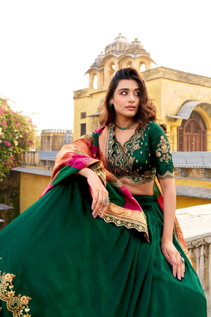 Soft Shimmer Vichitra Silk Lehenga Set