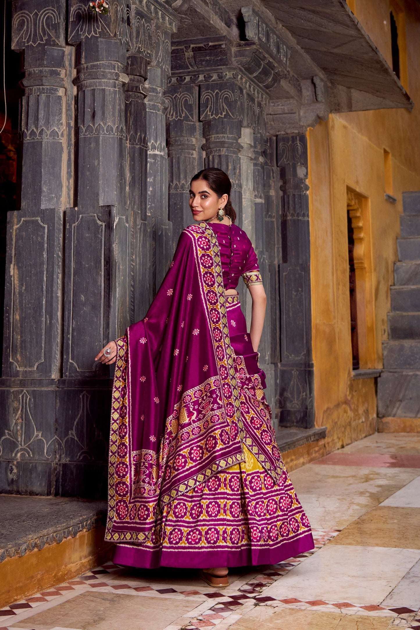 Ikkat Print Tussar Silk Lehenga