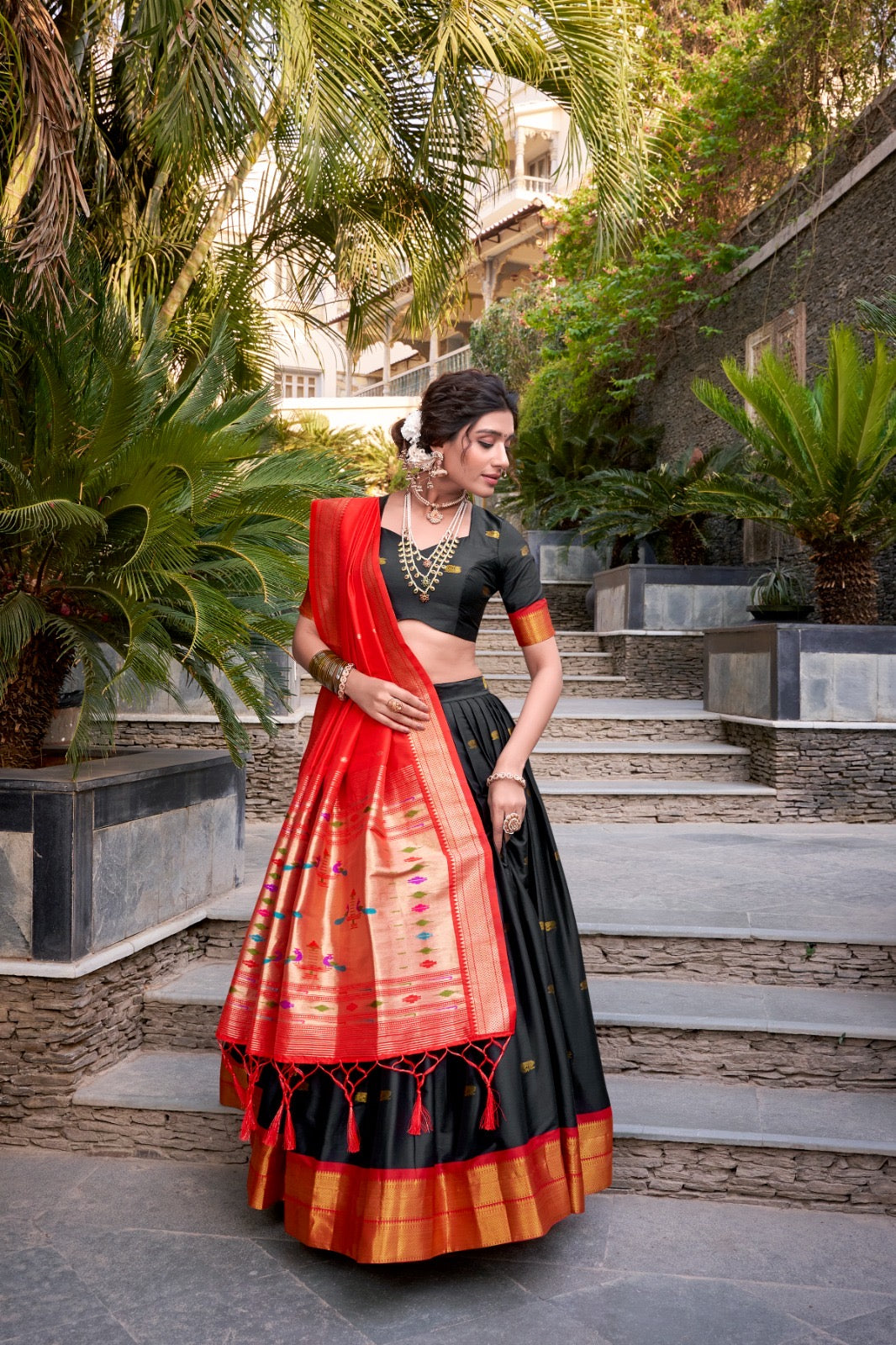 Paithani Jacquard Silk Zari Lehenga