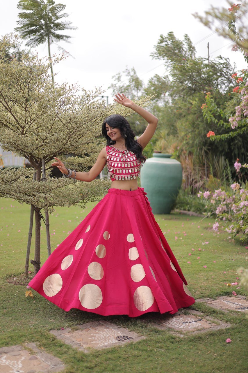 Dandiya Dots Mirror Work Lehenga