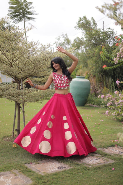 Dandiya Dots Mirror Work Lehenga