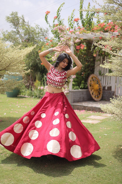 Dandiya Dots Mirror Work Lehenga