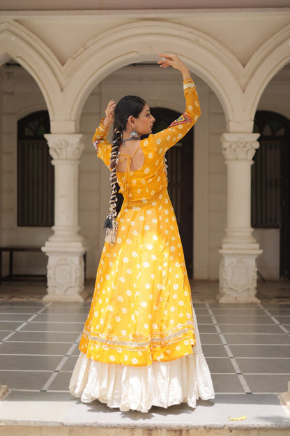 Festive Kutchi Work Bandhani Lehenga Kurti