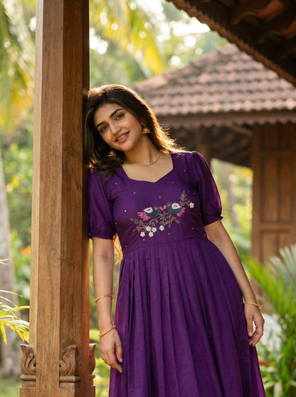 Royal Bloom Handwork Flared Dress