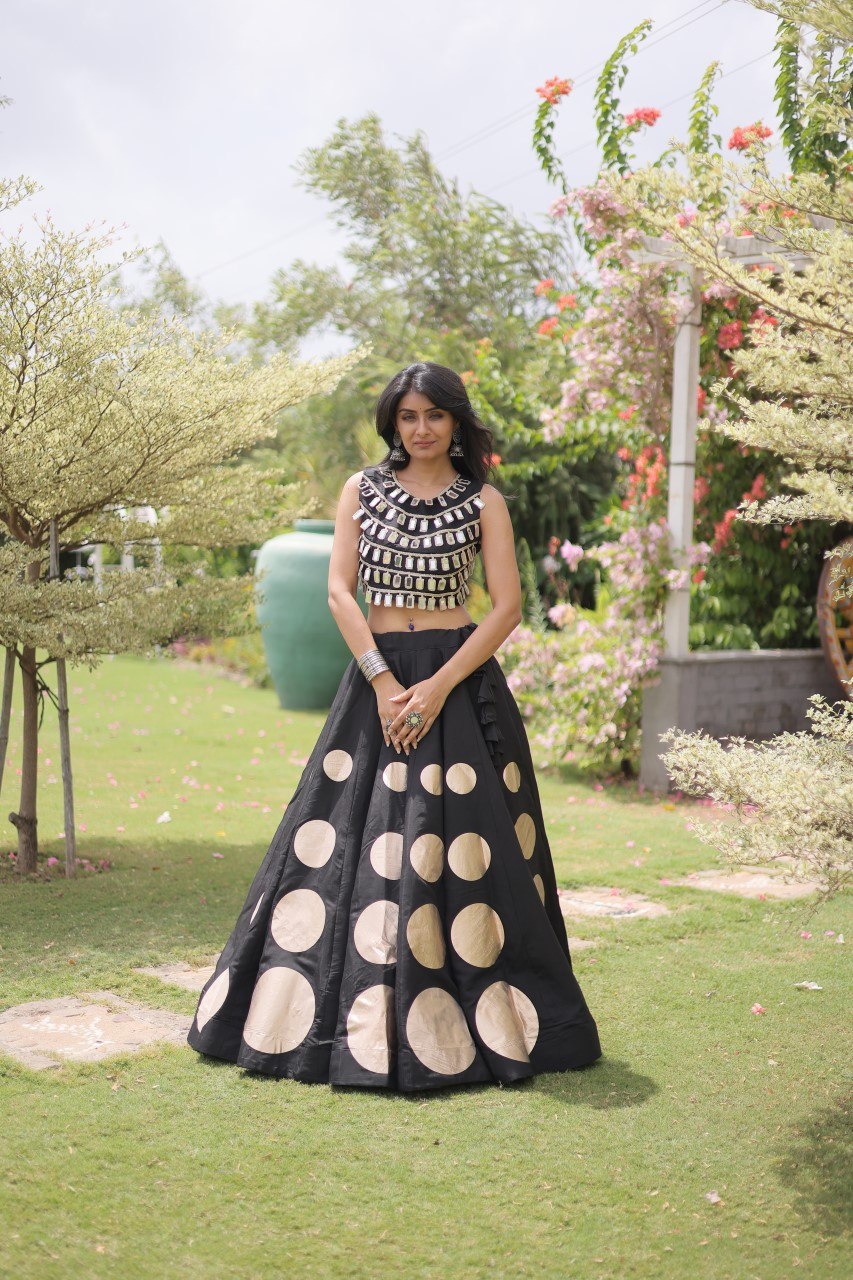 Dandiya Dots Mirror Work Lehenga