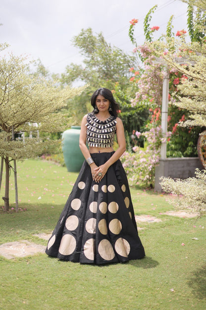 Dandiya Dots Mirror Work Lehenga
