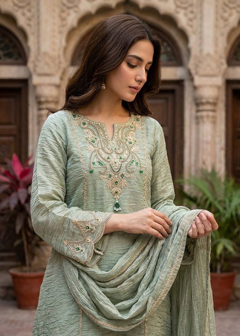 Rajkumari Stonework Salsa Silk Sharara Set