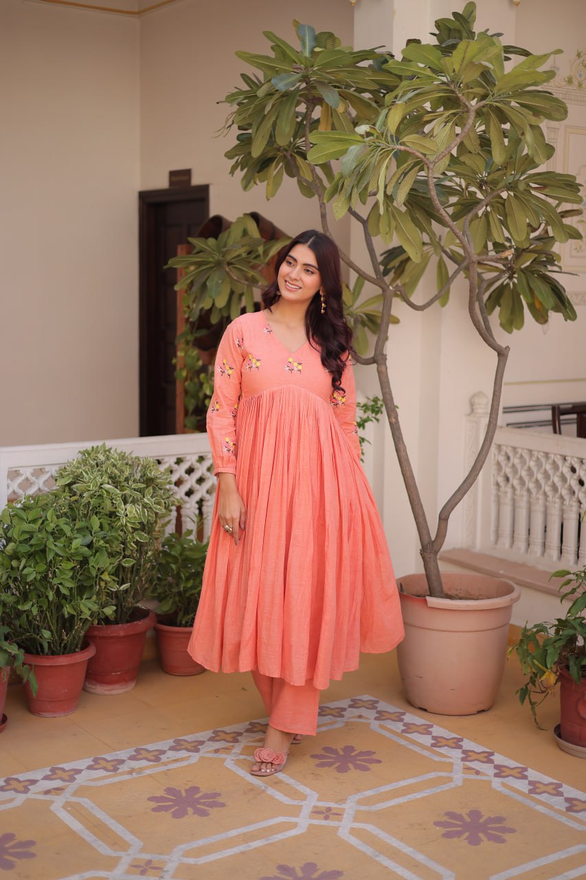 Floral Whisper Summer Kurti Pant Set