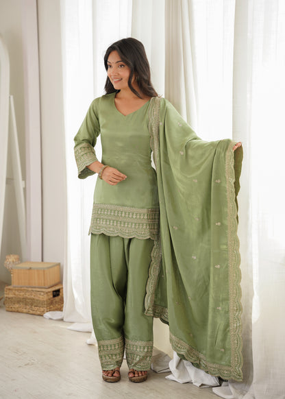Sage Serenity Farshi Shalwar Set