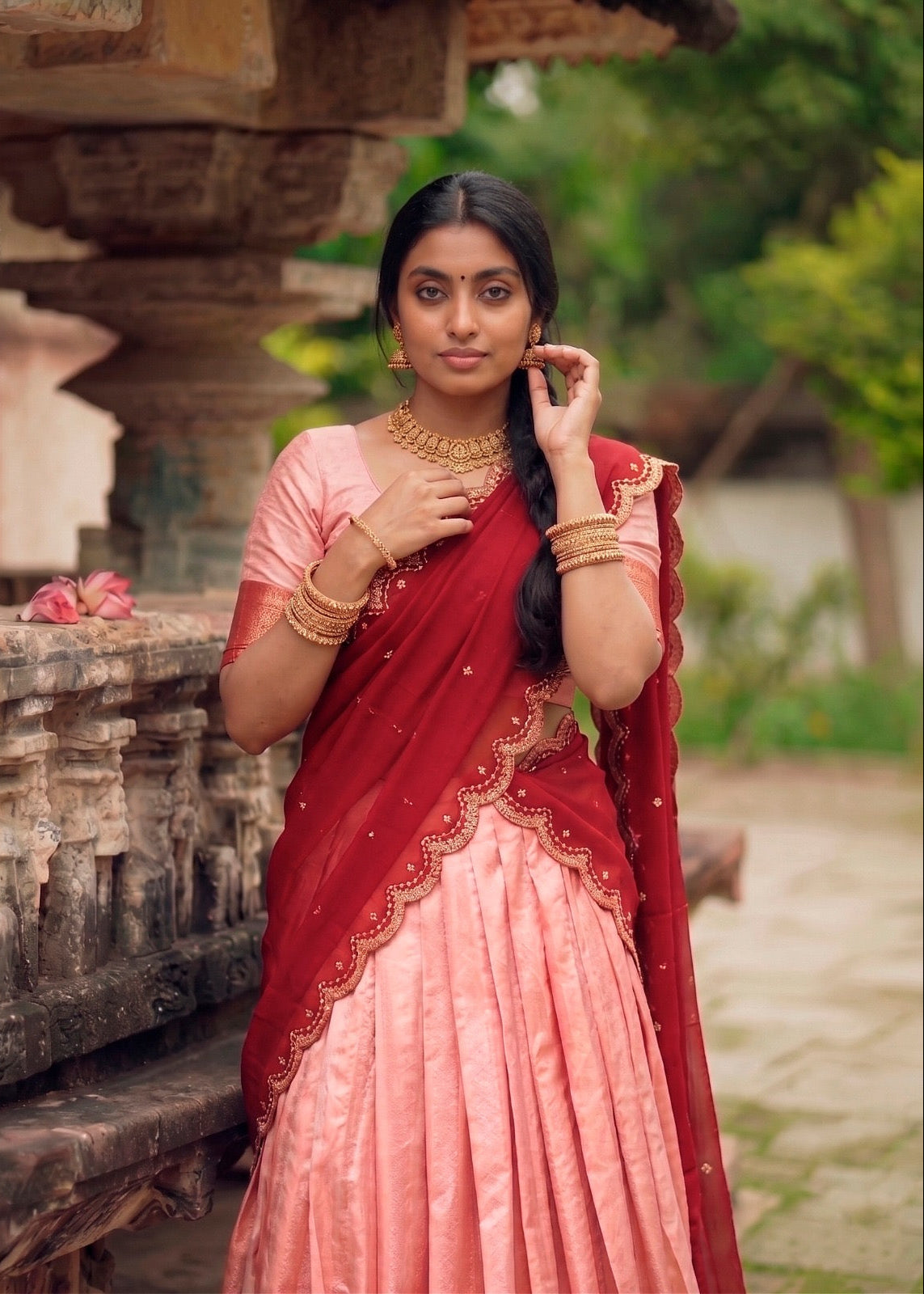 Classic Zari Weave Half Saree Set