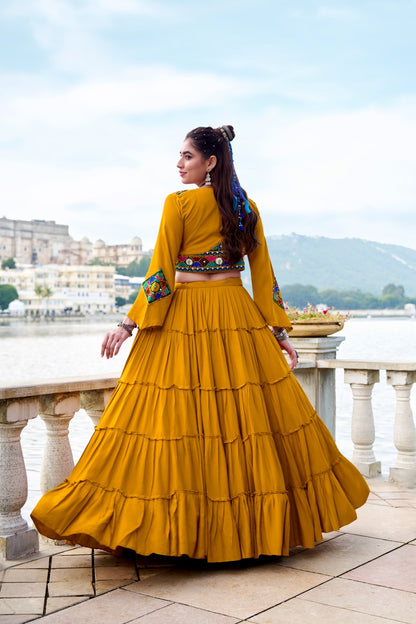 Traditional Mirror Work Rayon Lehenga Koti