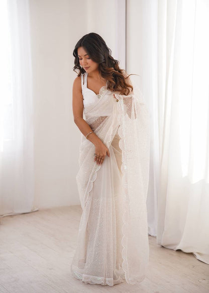 Starlight Soft Net Saree with Sequin Embroidery