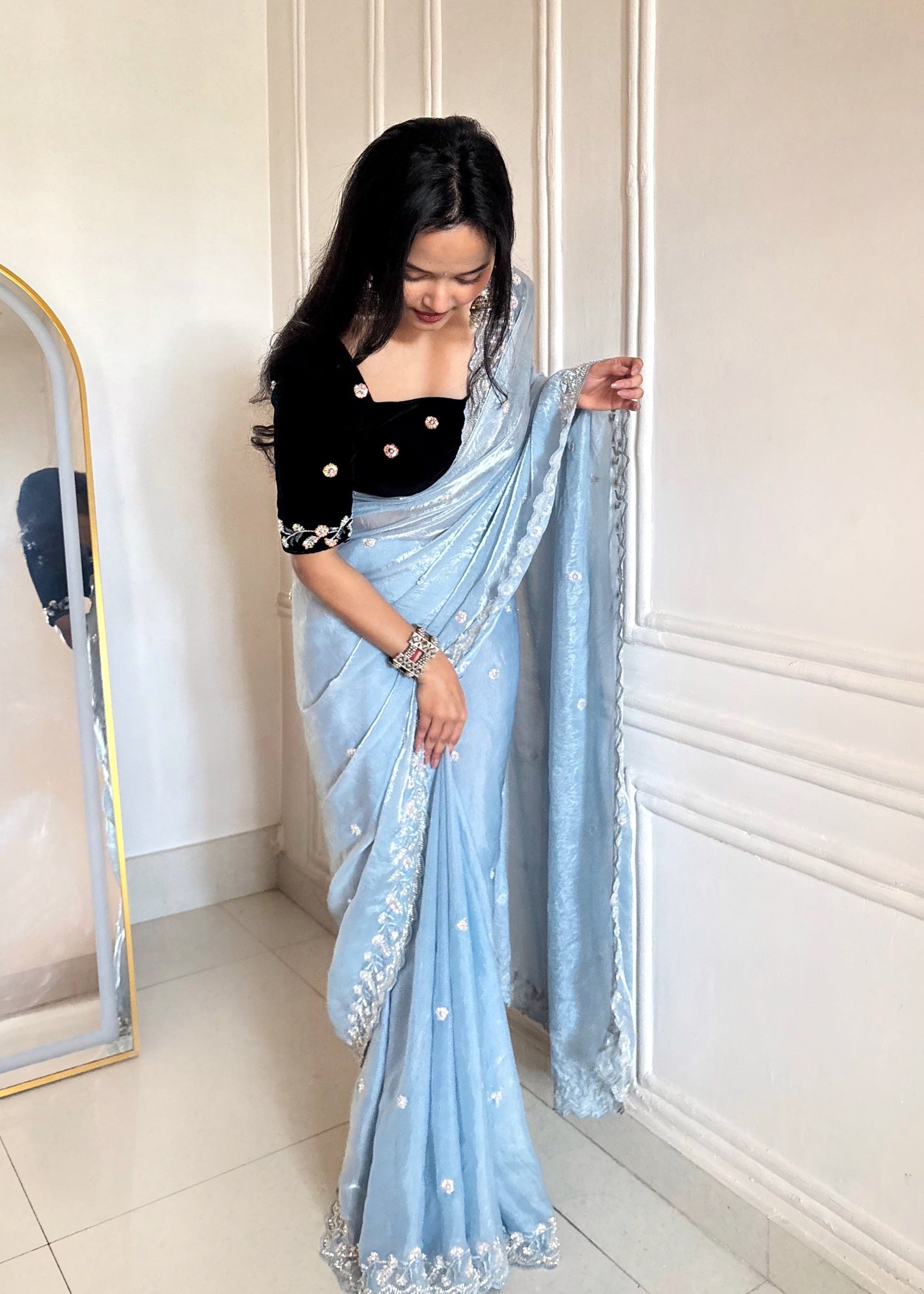 Skyfall Sequins Beaded Designer Saree