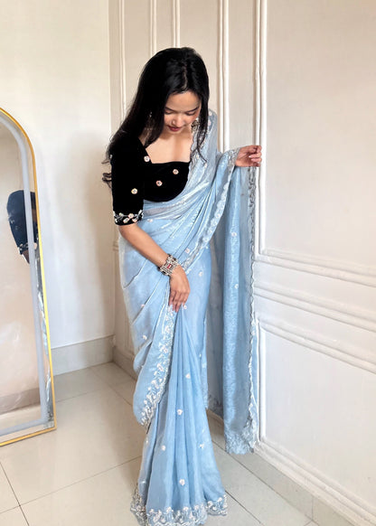 Skyfall Sequins Beaded Designer Saree